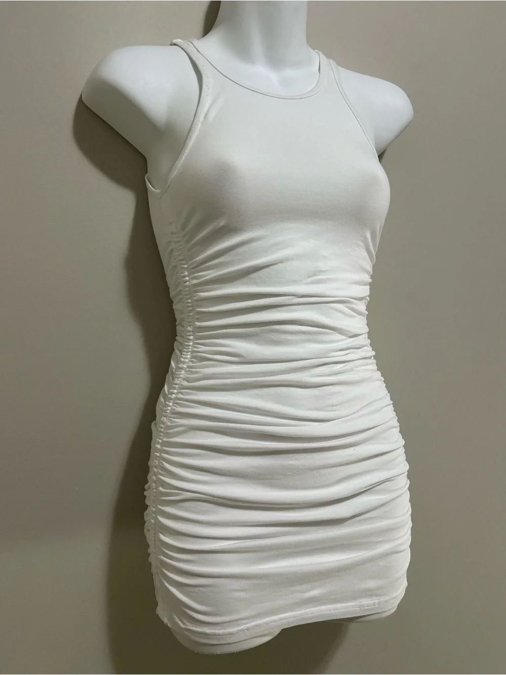 TNA White Ruched Tank Mini Dress - Picture 3 of 9